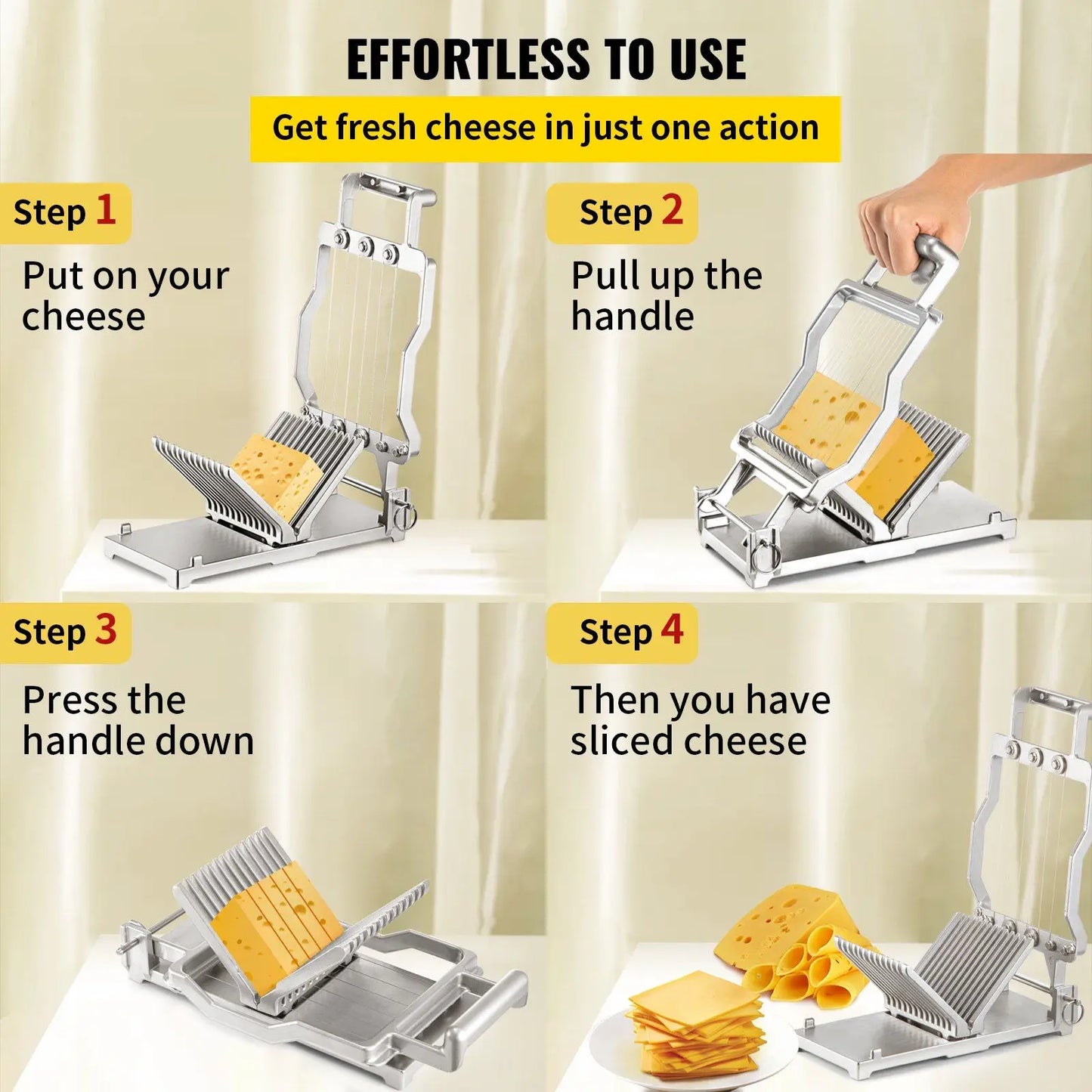 "Cheese cutter – 1cm/2cm wires, aluminum alloy. Commercial/kitchen use."