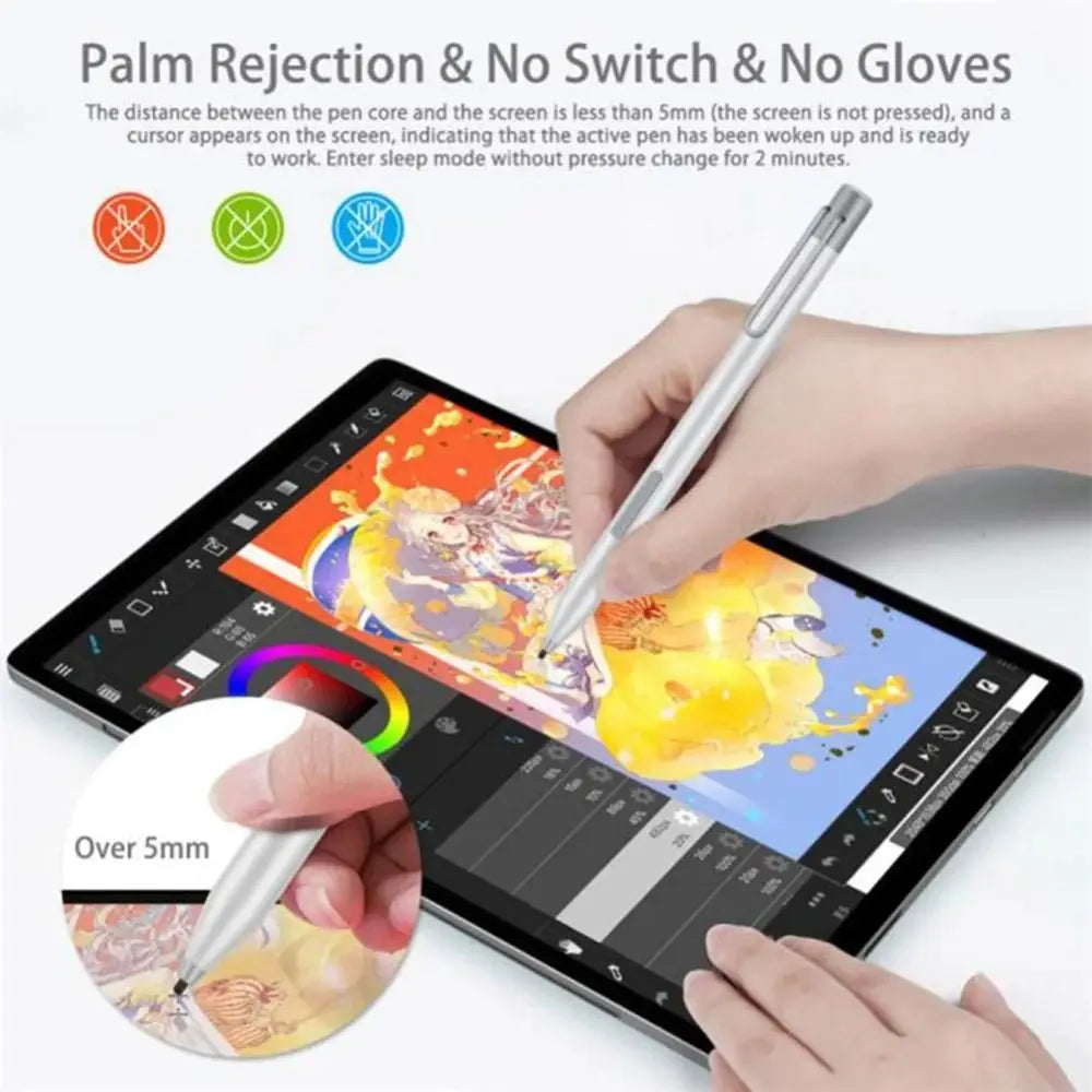 with Clip Stylus Pen 4096 Pressure Palm Rejection Touch Screen Pencil Aluminum Alloy for Microsoft Surface Go Pro7/6/5/4/3/Book