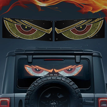 2Pcs LED Dynamic Demon Eyes Atmosphere Light USB Car Front Rear Windshield Glass Light Auto Decoration Accessories