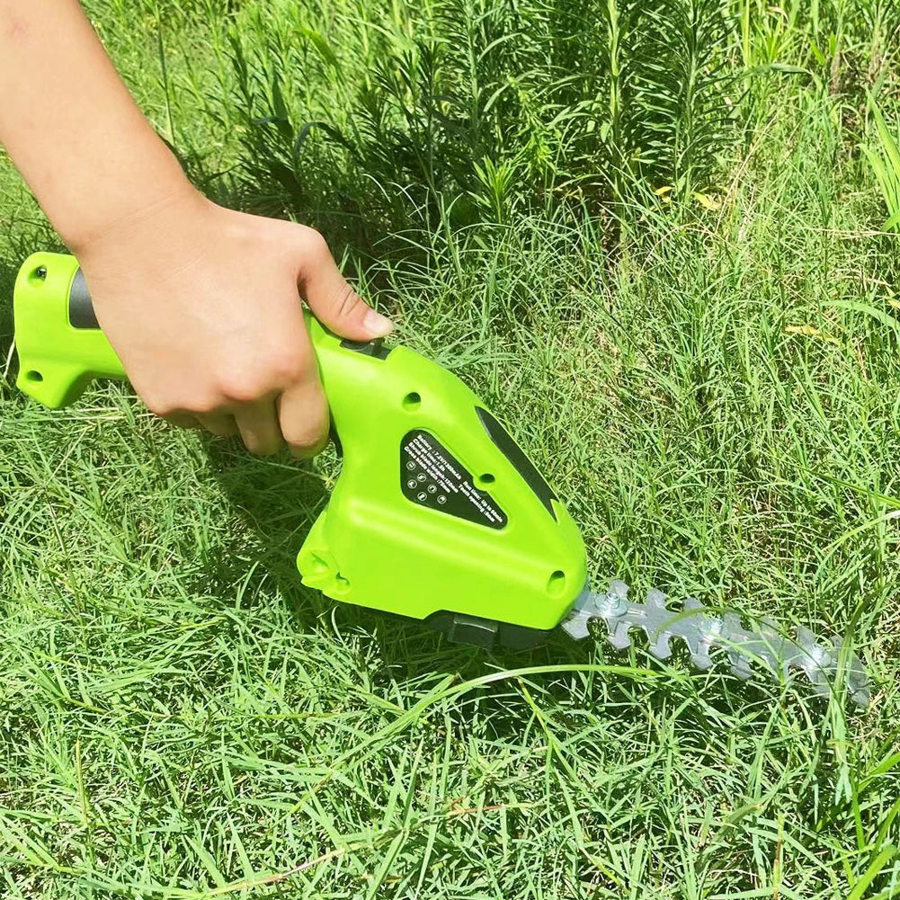 2 in 1 Cordless Grass Shear 2000mAh Battery Electric Grass Trimmer 7.2V Weeding Pruning Saw Shrub Shear Grass Weeding Mower Tool
