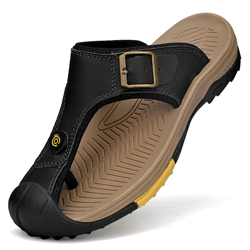 Genuine Leather Sandals Men Breathable Summer Shoes Man Waterproof Outdoor Men Sandals Antiskid Beach Sandals Footwear