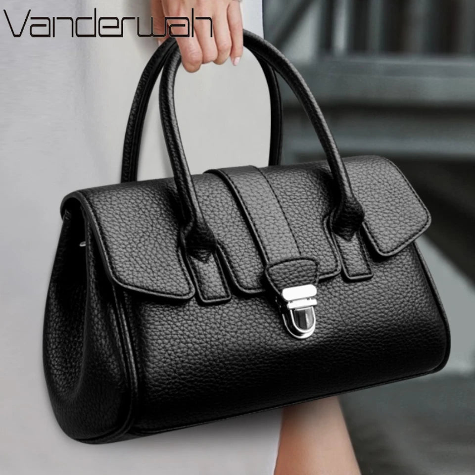 Genuine Brand Soft Pu Leather Small Casual Tote Hand Bags for Mother Quality Women Shoulder Crossbody Messanger Bag Summer Style