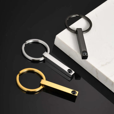 Vnox Custom Projection Stone Keychain for Men, Personalized Photo Keychain,Photo Customizable Gifts for Father's Day Boyfriend