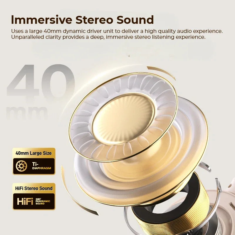 Sansui 50dB ANC Wireless Bluetooth 5.4 Headphone Over-Ear Earphone with Detachable Microphone Active Noise Cancellation Headsets