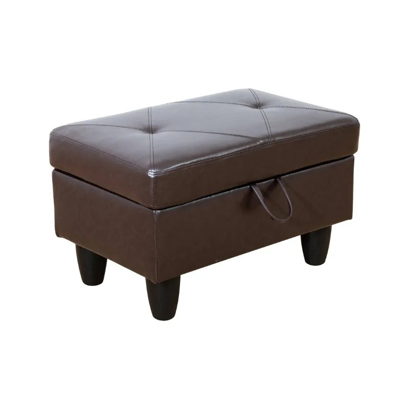 Dark Grey and Brown Semi PU Synthetic Leather Ottoman Living Room Sofa
