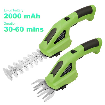 2 in 1 Cordless Grass Shear 2000mAh Battery Electric Grass Trimmer 7.2V Weeding Pruning Saw Shrub Shear Grass Weeding Mower Tool