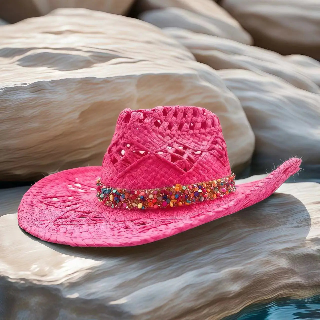 Festival Pink Cowboy Straw Hat Woman - Summer Western Party Decorations Cosplay with Cowboy Hats for Cowgirl Party of Theme