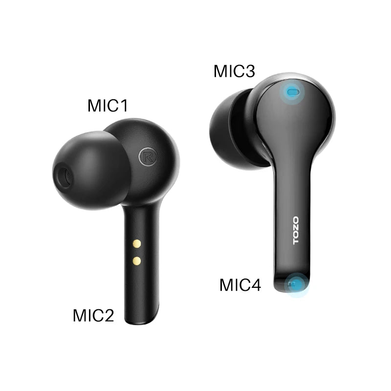 TOZO T9 True Wireless Earbuds Bluetooth 5.3 Noise Cancelling 4 Mic Headphones Deep Bass