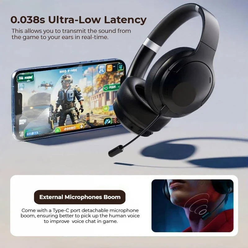 Sansui 50dB ANC Wireless Bluetooth 5.4 Headphone Over-Ear Earphone with Detachable Microphone Active Noise Cancellation Headsets