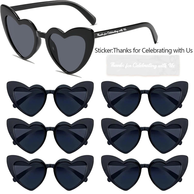 12-100Pcs Wedding Sunglasses Heart Shaped Sunglasses Wedding Bridal Shower Decor Bachelorette Hen Party Supplies Bridesmaid Gift