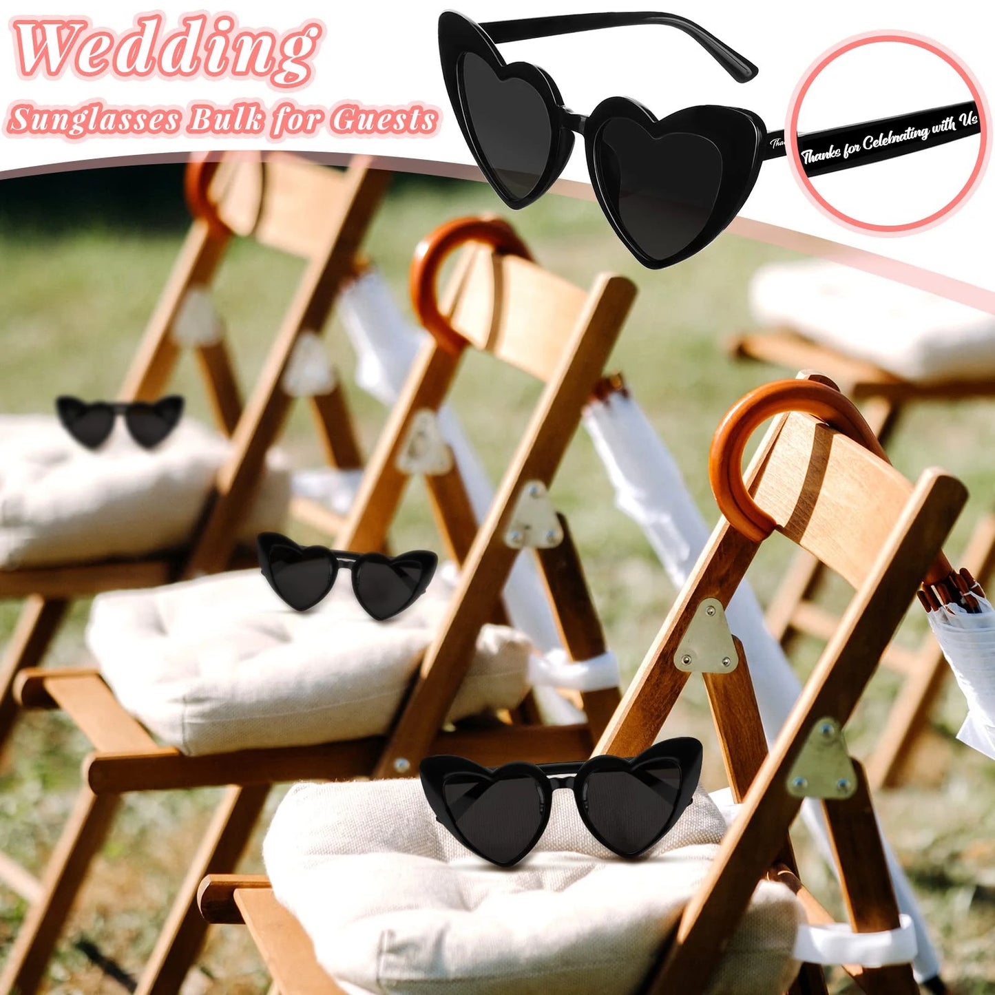 12-100Pcs Wedding Sunglasses Heart Shaped Sunglasses Wedding Bridal Shower Decor Bachelorette Hen Party Supplies Bridesmaid Gift
