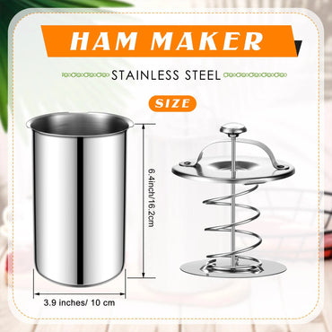 Stainless Steel Ham Maker Meat Press Cooker Deli Meat Press Mold with Thermometer for Pork Poultry Cooking Kitchen Accessories