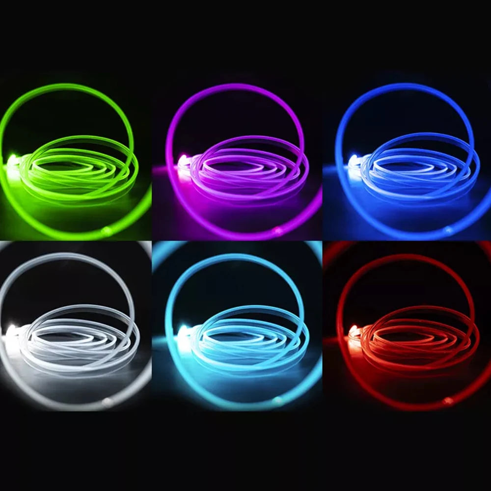 LED Car Interior Ambient Strip Lights RGB Fiber Optic Atmosphere Neon Lighting Kit W/ APP Remote Control Auto Decorative Lamps