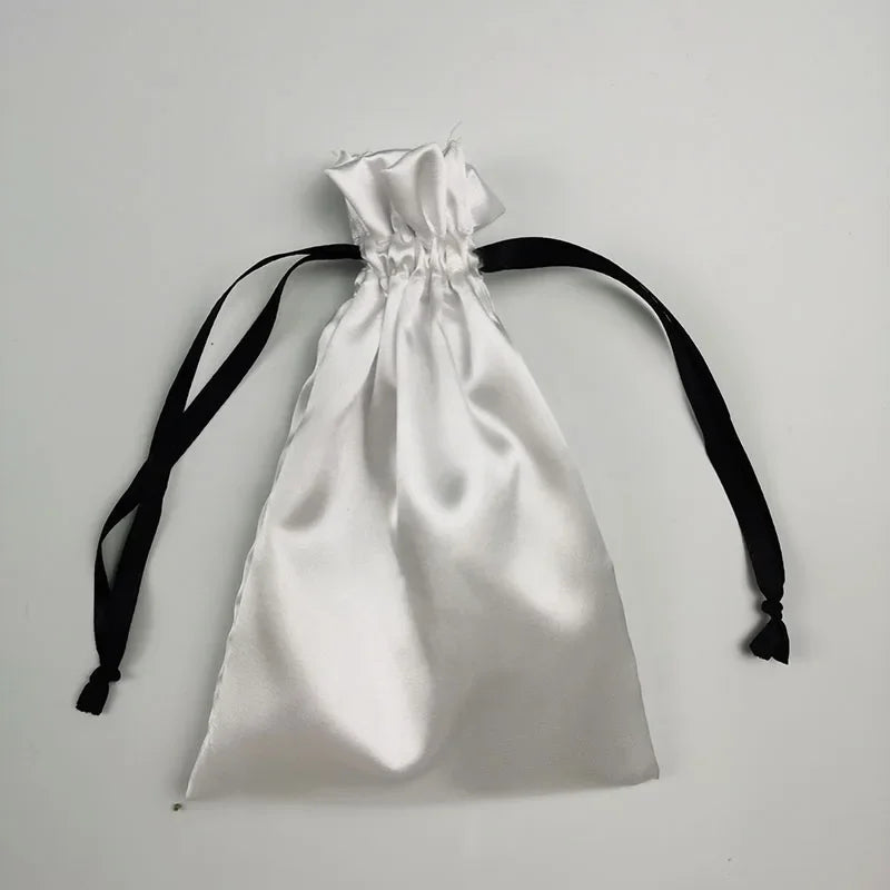 Satin Bag Custom Packaging Jewelry Drawstring Pouch Silk Sachet Gift Cosmetic Party Product Candy Beaded Reusable Bag Print Logo