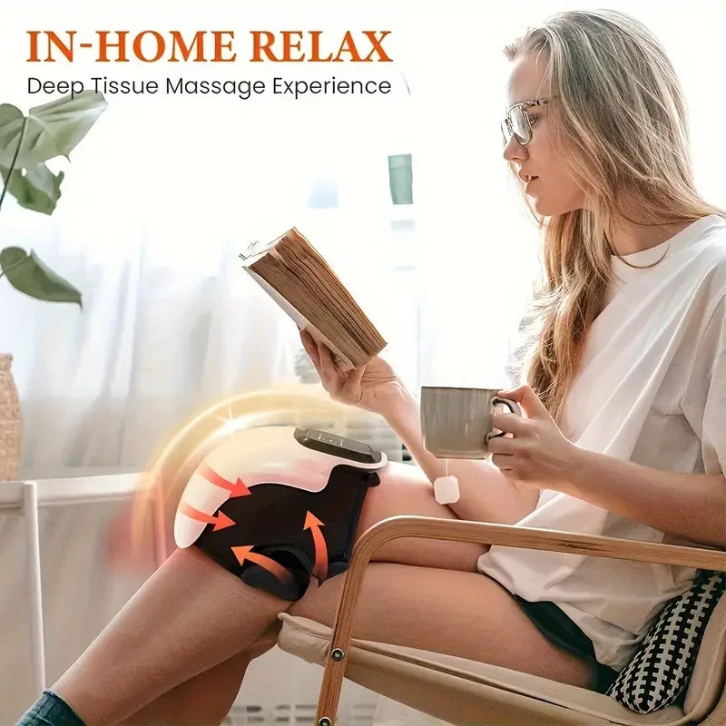 Wireless Knee Massager with 3 Heating Levels, LED Screen - Portable Massager for Knees, Elbows, Shoulders