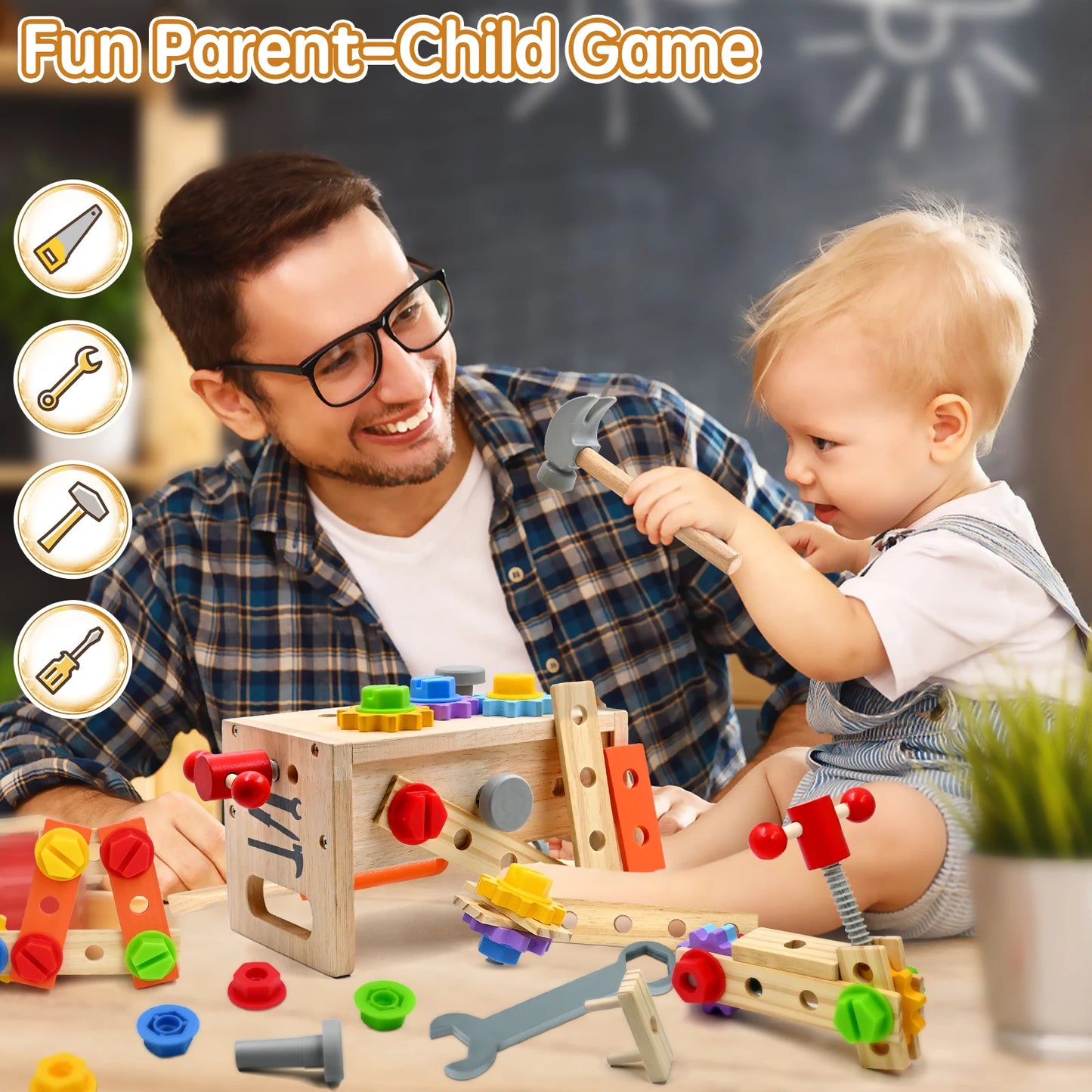 Wooden Tool Set for Kids, 29 Pcs Montessori Toddler Toys with Tool Box