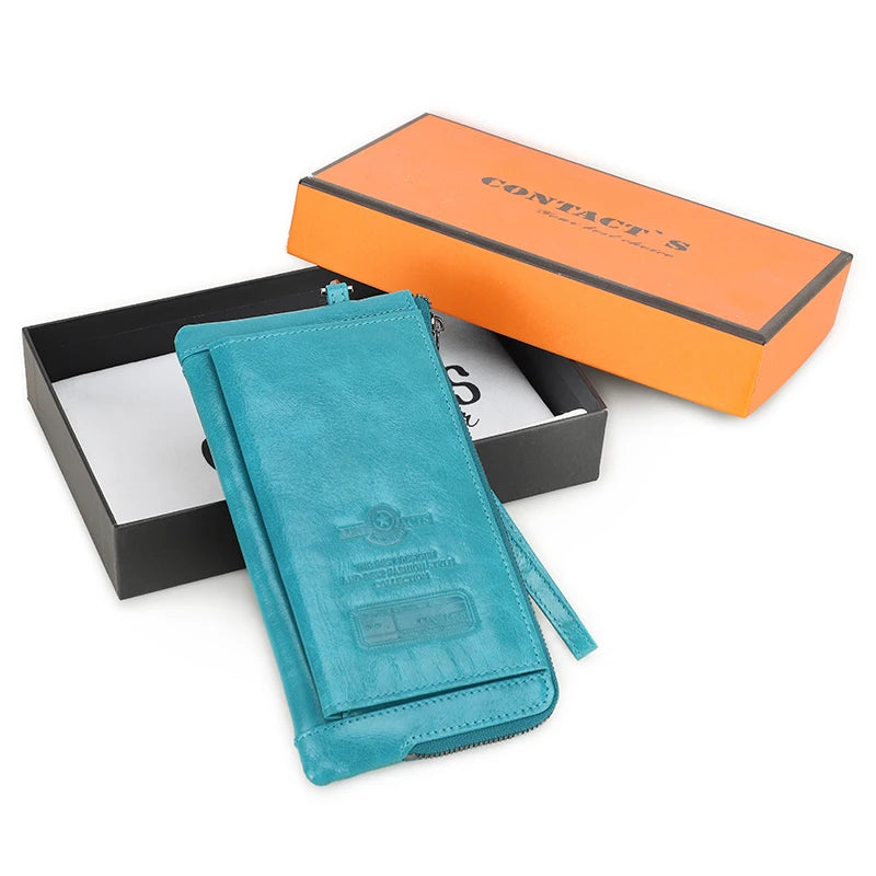 2022 Men Wallet Clutch Genuine Leather Brand Rfid Wallet Male Organizer Cell Phone Clutch Bag Long Coin Purse Free Engrave