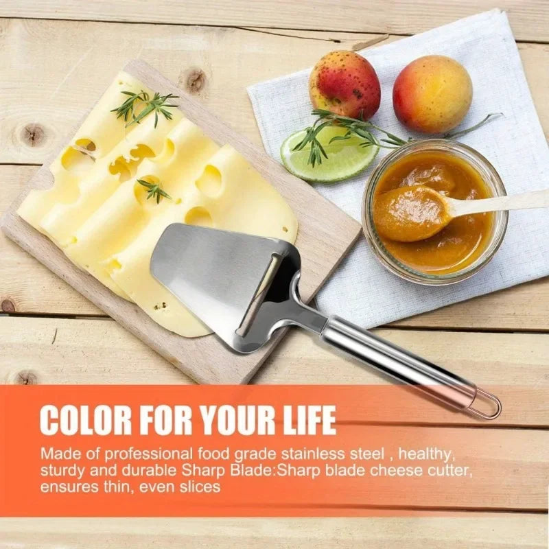2 Pieces Stainless Steel Wire Cheese Slicer with Cheese Planer, Adjustable Thickness, Kitchen Cooking Tools, Gray