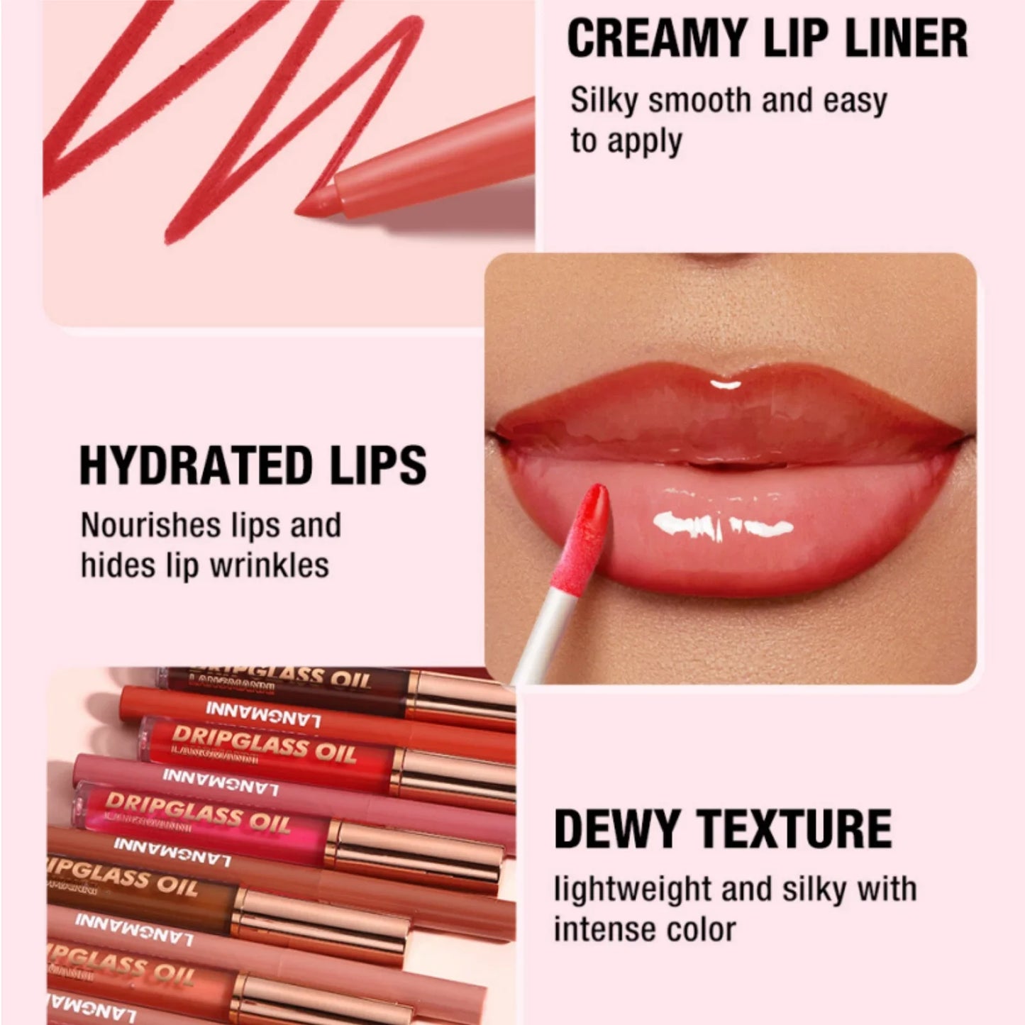 12PCS/SET Retro Style Lip Set 6pcs Lipliner Plus 6Pcs Dripglass Oil In One Box Long Lasting Matte Shinny Lip Makeup Cosmetics