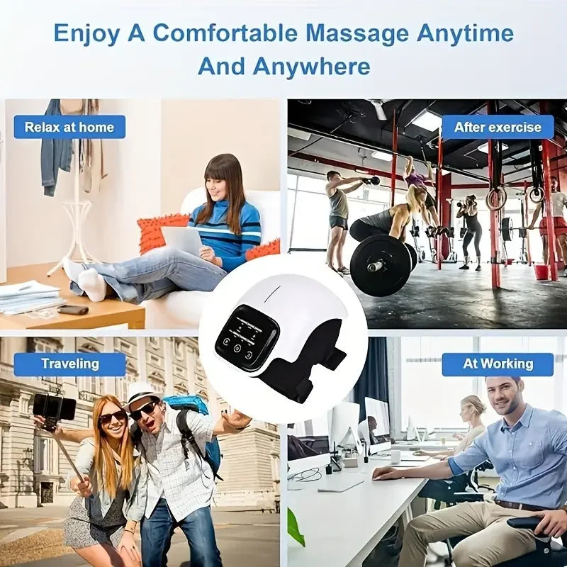 Wireless Knee Massager with 3 Heating Levels, LED Screen - Portable Massager for Knees, Elbows, Shoulders