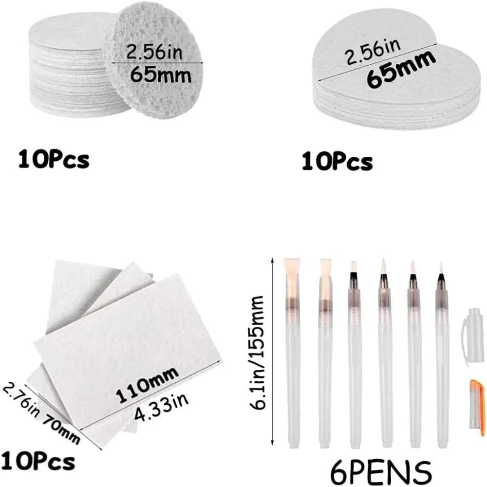 30Pcs 3D Drawing Magic Canvas Sponge with Water Brush DIY Kids Painting Paper 3D Art Drawing Paper