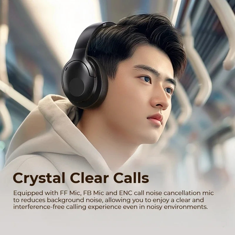 Sansui 50dB ANC Wireless Bluetooth 5.4 Headphone Over-Ear Earphone with Detachable Microphone Active Noise Cancellation Headsets