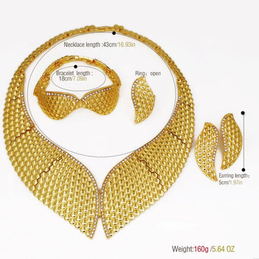 GZJPEI Big Jewelry Set Exaggerate Large Choker Necklace Bracelet Big Drop Earring Ring For Women Wedding Jewellery Gift 2025 NEW