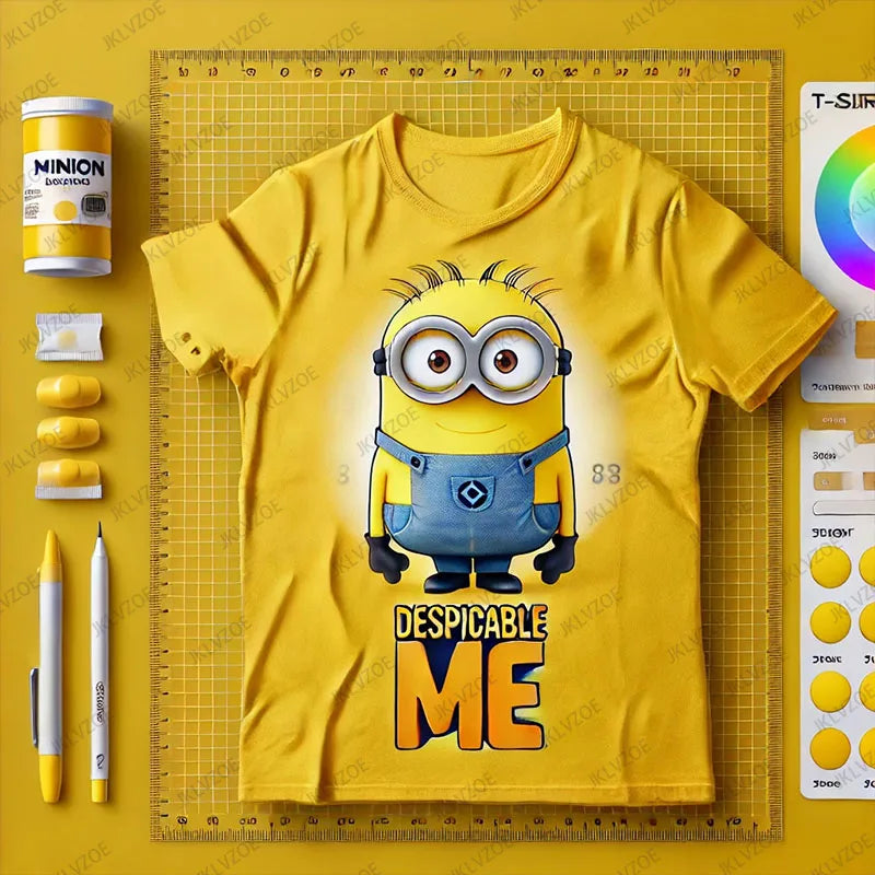 CHATGPT Designed Minions Cotton T-shirt Kids/Adult Fashion Round Neck T-shirt Boys Girls Comfortable Short Sleeve Harajuku Tops