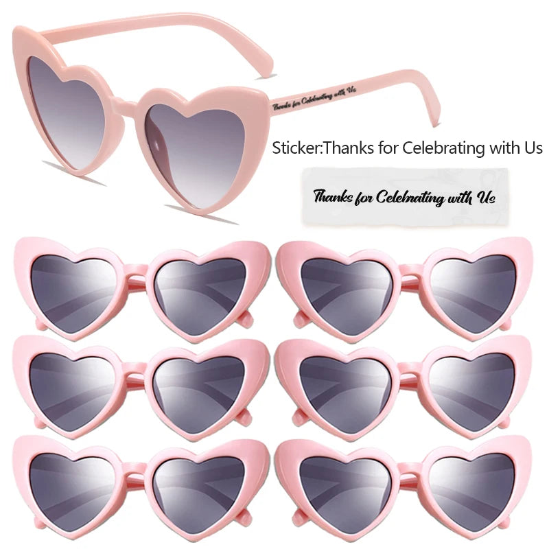 12-100Pcs Wedding Sunglasses Heart Shaped Sunglasses Wedding Bridal Shower Decor Bachelorette Hen Party Supplies Bridesmaid Gift