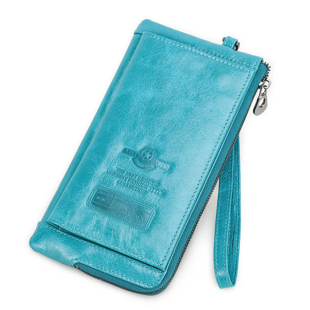 2022 Men Wallet Clutch Genuine Leather Brand Rfid Wallet Male Organizer Cell Phone Clutch Bag Long Coin Purse Free Engrave