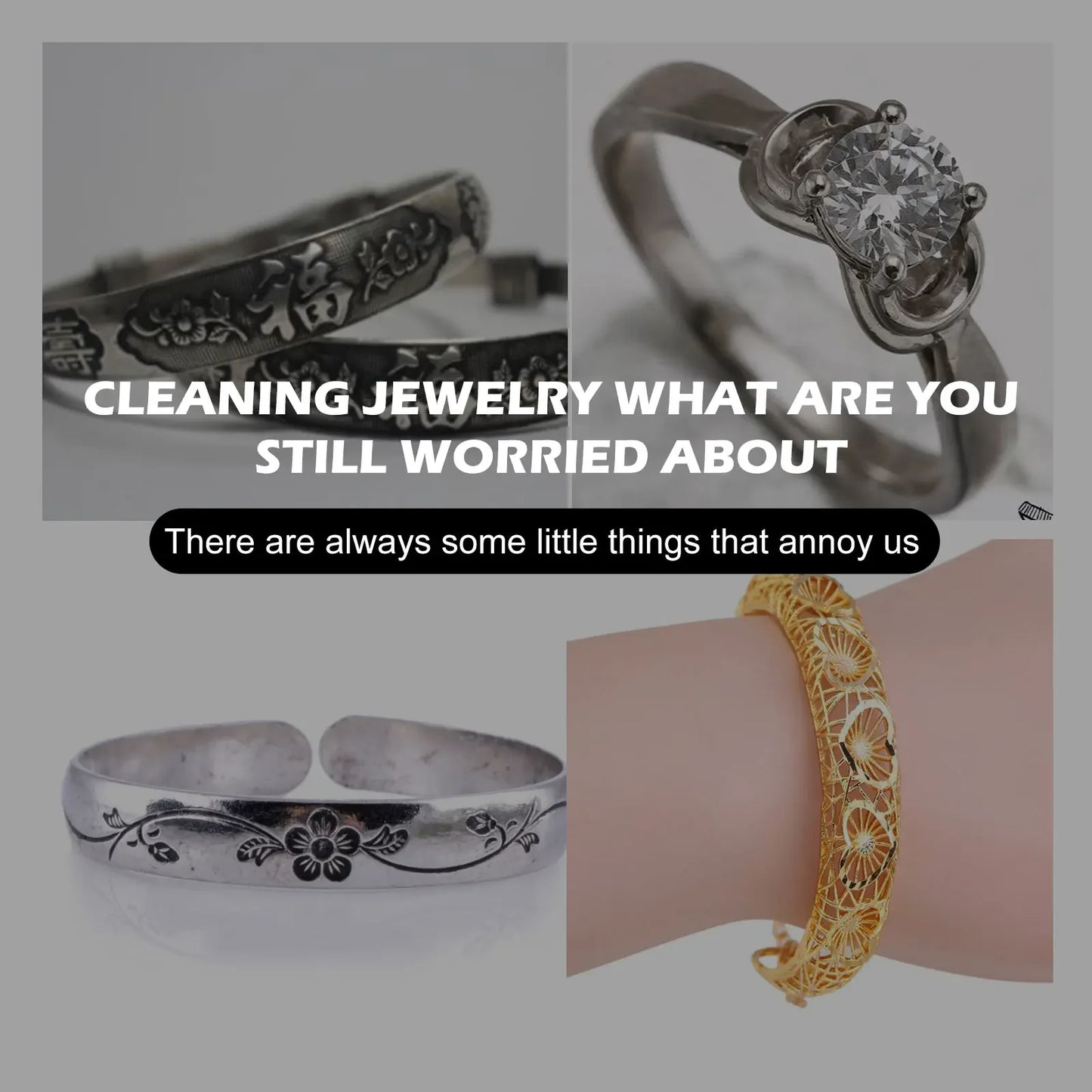 3Pcs Jewelry Cleaner Watch Cleaning Liquid Decontamination Quick Stains Removal Liquid Smooth Diamond Set Gold Cleaning Polish