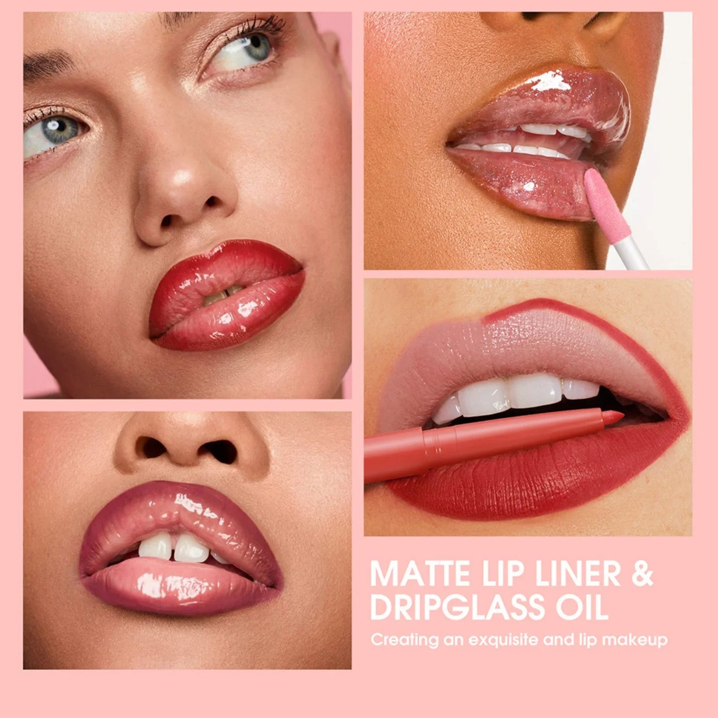 12PCS/SET Retro Style Lip Set 6pcs Lipliner Plus 6Pcs Dripglass Oil In One Box Long Lasting Matte Shinny Lip Makeup Cosmetics