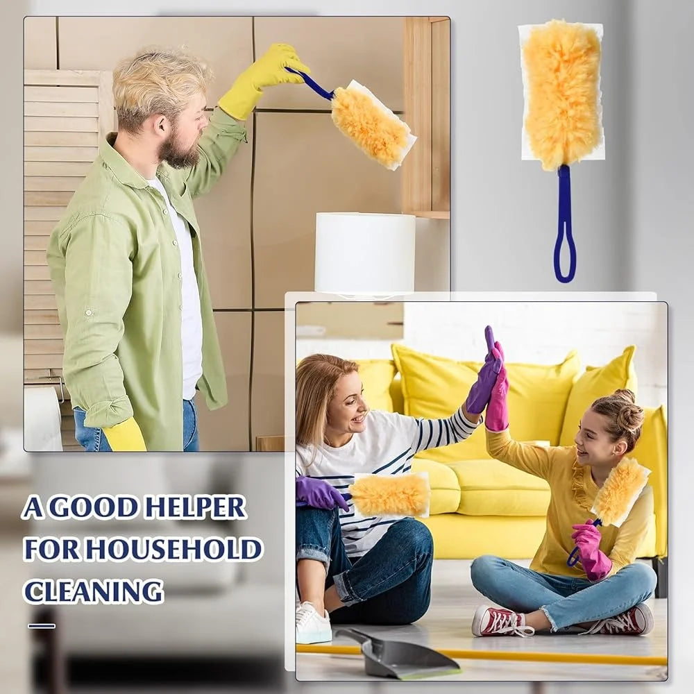 120 Pcs Disposable Duster Refills with 20 Replacement Handles Home Office Cleaning Dusting Tool Effective Fiber Material
