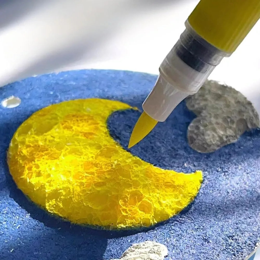 30Pcs 3D Drawing Magic Canvas Sponge with Water Brush DIY Kids Painting Paper 3D Art Drawing Paper