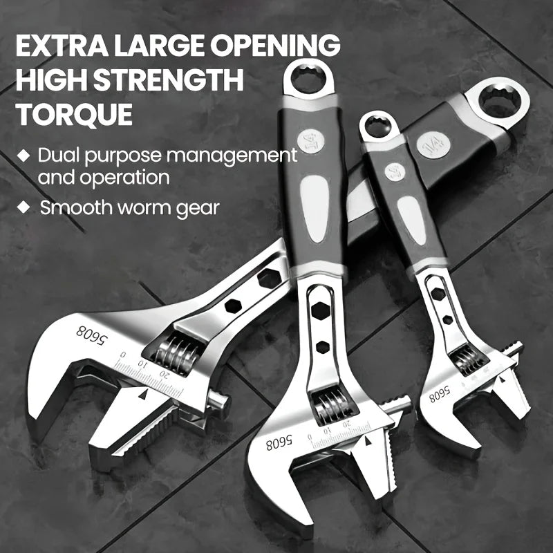 AIRAJ 3Pcs Adjustable Wrench Universal Adjustable Wrench Multifunctional Large Opening Wrench Pipe Wrench Tool Set Hand Tool