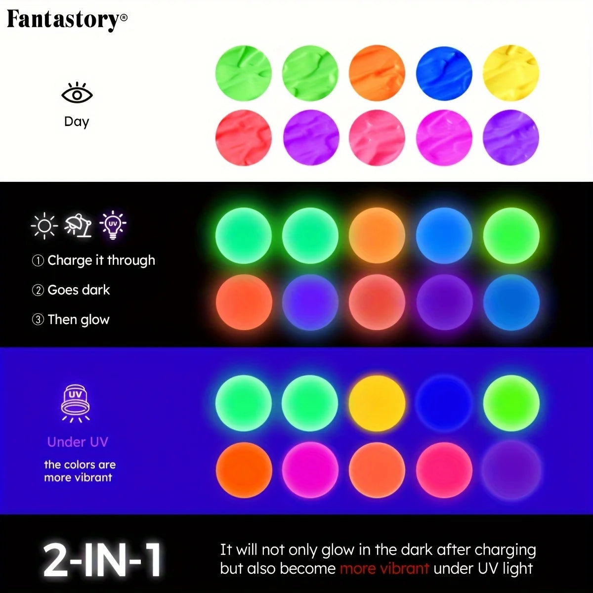 Acrylic Paint Set, 10 Neon and Glow in the Dark Colors Acrylic Paint for Wood, Fabric, Crafts, Canvas, Stone, Drawing & Painting