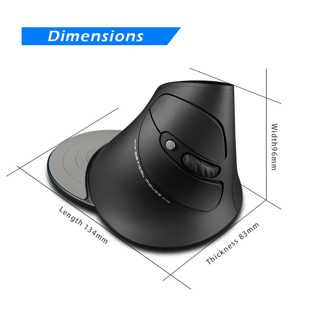 Wireless Right Hand Vertical Mouse Ergonomic Gaming Mouse 2400 DPI USB Optical Wrist Healthy Mice for PC Computer