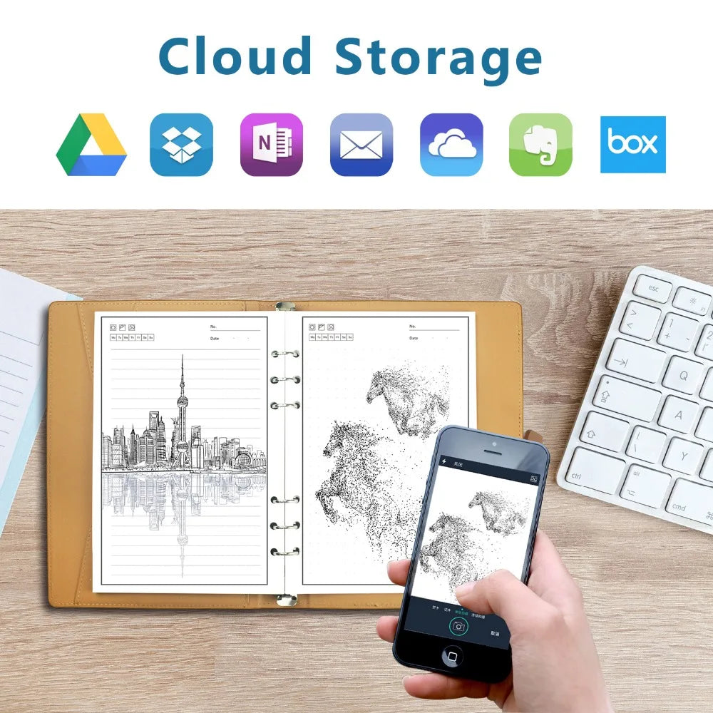 Dropshipping Smart Erasable Notebook Leather Paper Reusable Wirebound Notebook Cloud Storage Flash Storage Lined With Pen