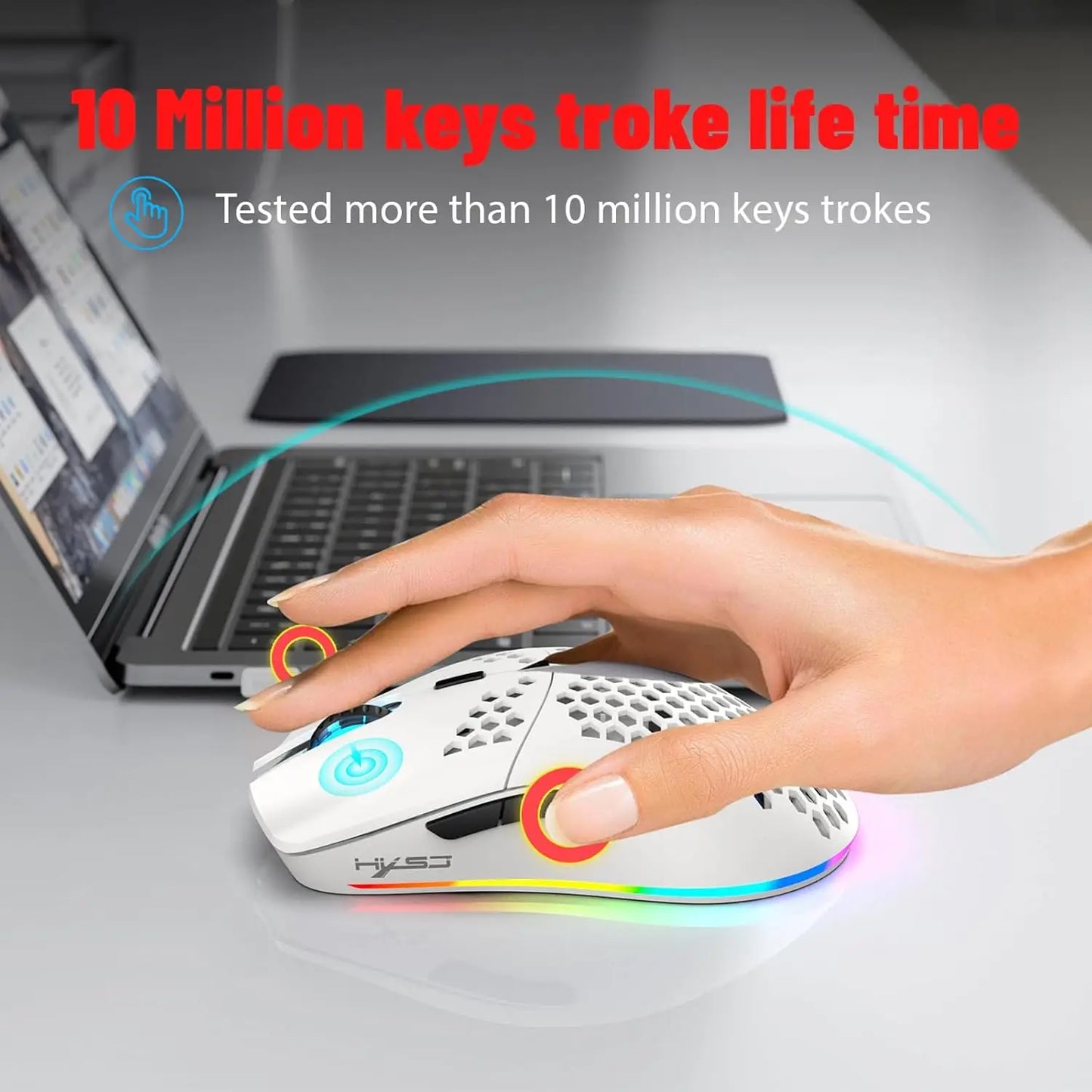 MAMBASNAKE x HXSJ T66 Wireless Gaming Mouse, 2.4Ghz Rechargeable Mouse with 6 Programmable Buttons
