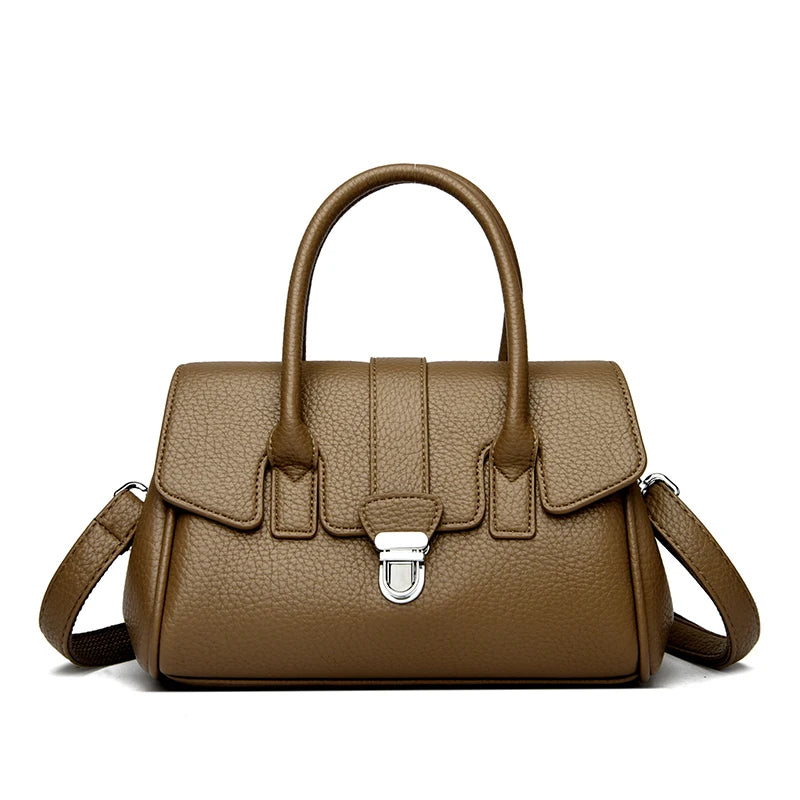 Genuine Brand Soft Pu Leather Small Casual Tote Hand Bags for Mother Quality Women Shoulder Crossbody Messanger Bag Summer Style