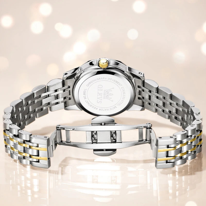 OLEVS Original Brand Elegant Women's Watches Waterproof Luminous Quartz Watch for Lady Necklace Bracelet Gift Box Set Calendar