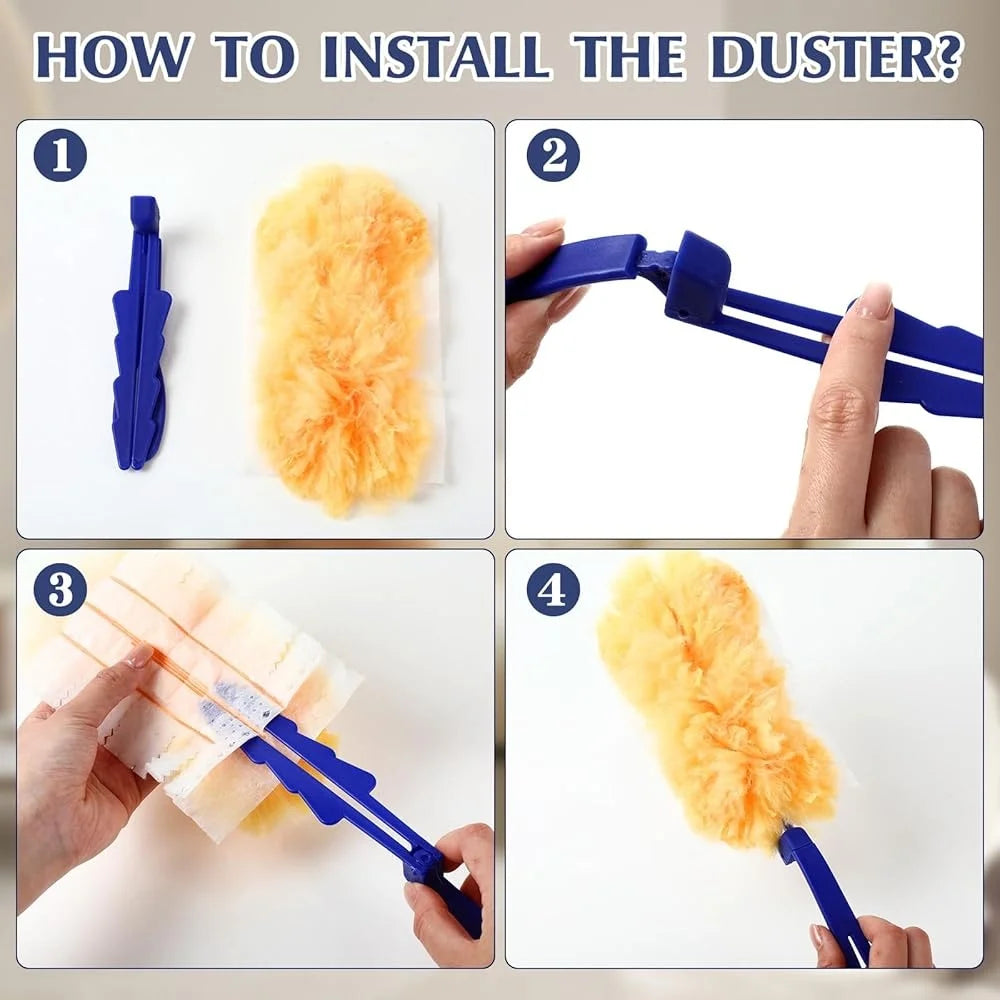 120 Pcs Disposable Duster Refills with 20 Replacement Handles Home Office Cleaning Dusting Tool Effective Fiber Material