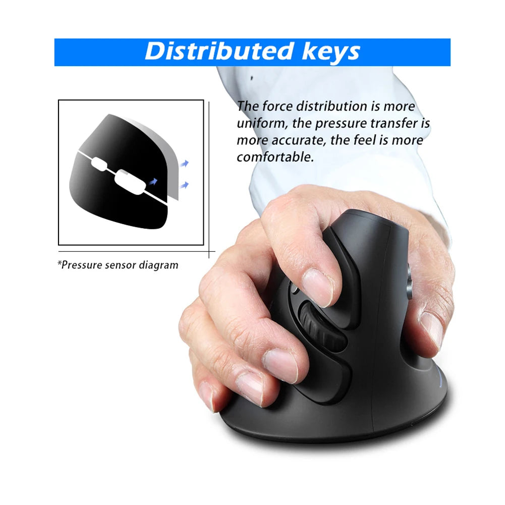 Wireless Right Hand Vertical Mouse Ergonomic Gaming Mouse 2400 DPI USB Optical Wrist Healthy Mice for PC Computer