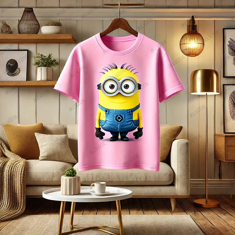 CHATGPT Designed Minions Cotton T-shirt Kids/Adult Fashion Round Neck T-shirt Boys Girls Comfortable Short Sleeve Harajuku Tops