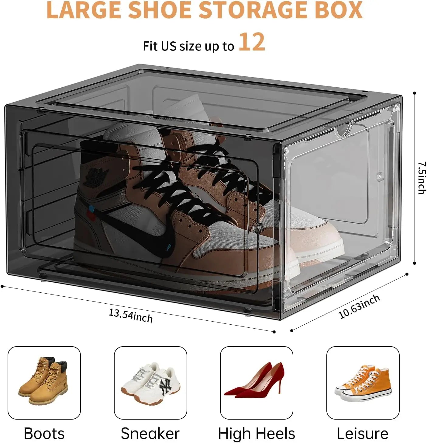 Large Shoe Boxes Clear Plastic Stackable 9 Pack Shoe Storage Organizer