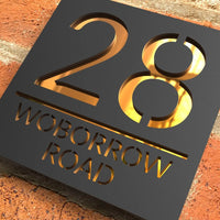 Personalized Custom 3D Door Sign Laser Cut Acrylic Mirror Text Modern Floating House Number Sign Outdoor Street Family Name Sign