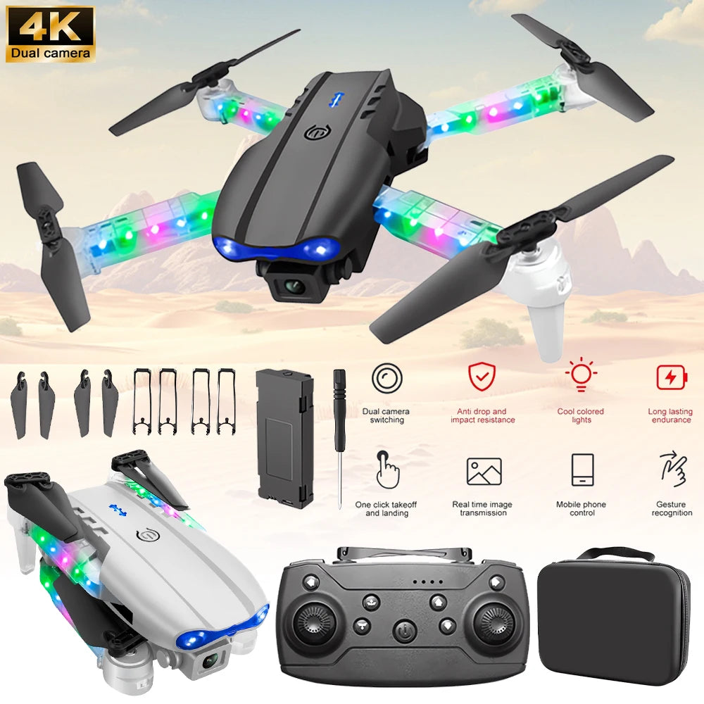 New E99Pro RC Dual Camera Drone 4K Professinal With 1080P Wide Angle HD Camera Foldable Helicopter WIFI FPV Height Hold Gift Toy