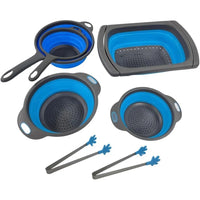 5 Pack Collapsible Colander Set Over Sink Strainers Space Saving Silicone Kitchen Tools Versatile Food Prep Drain Pasta Fruits