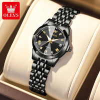OLEVS Top Brand Elegant Women's Watches Rhombus Mirror Original Quartz Lady Wristwatch Diamond Stainless Fashion Waterproof