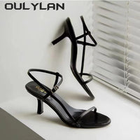 Oulylan 2024 Women Sandals Open Toe Simple Style Office  Summer Narrow Band Sex High Heels Modern Footwear Lady Sandals